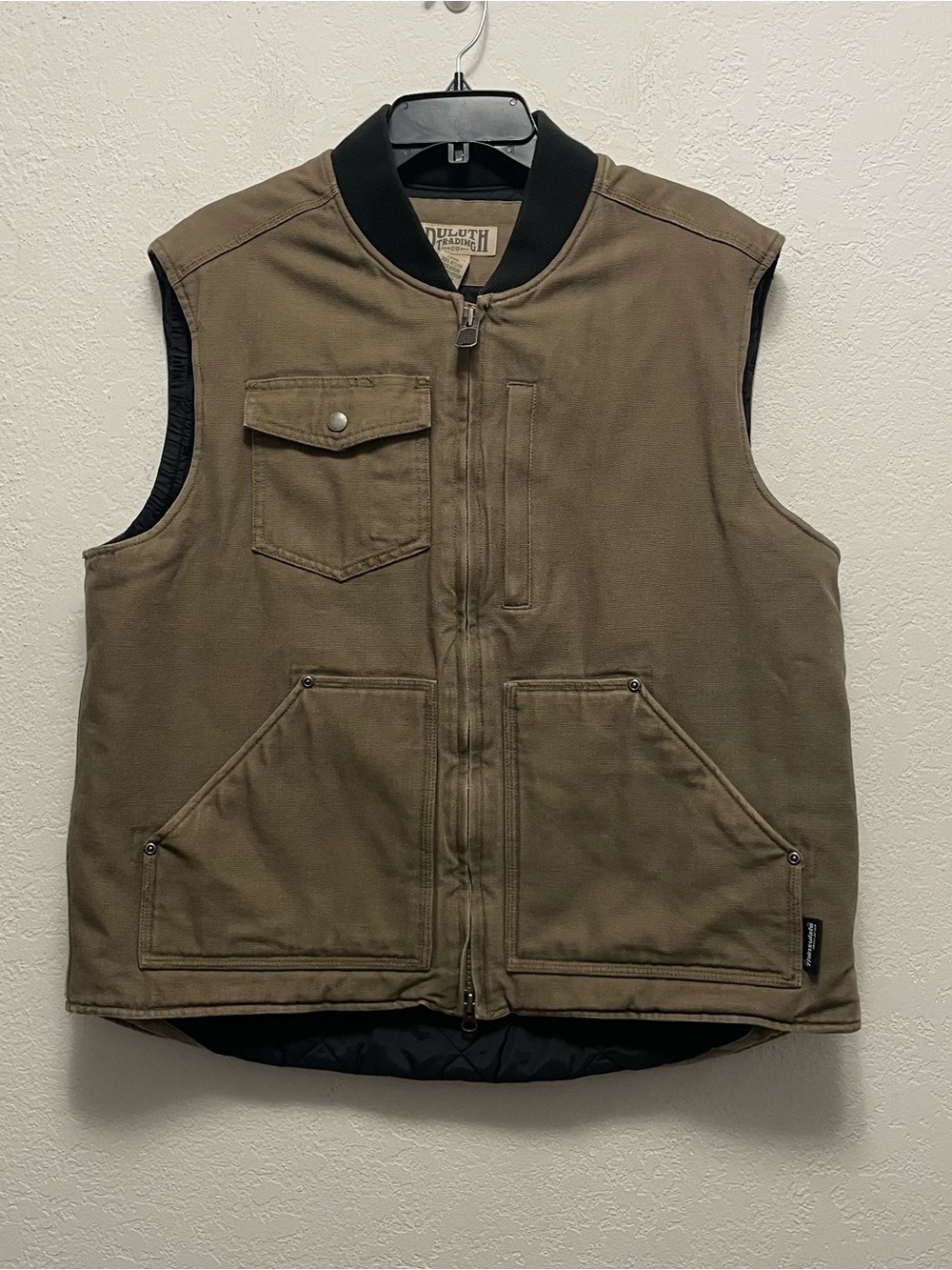 DULUTH TRADING Superior Fire Hose Men's Canvas Insulated Vest SZ L Quilt Lined